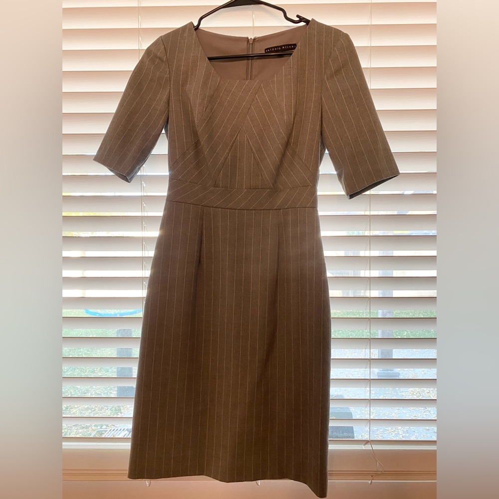 Antonio Melani Pinstripe Business Casual Dress, Size 0, Grey